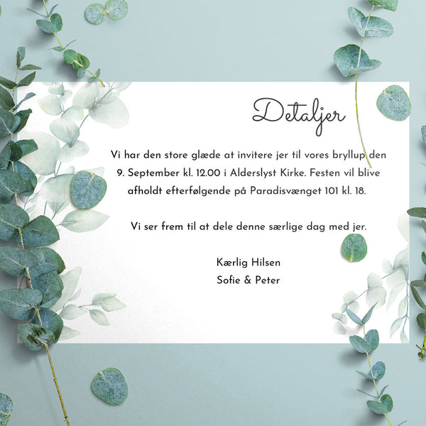 Indbydelse til bryllup - Design 1