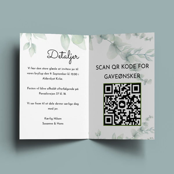 Indbydelse til bryllup - Design 1