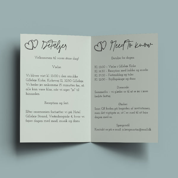 Indbydelse til bryllup - Design 2