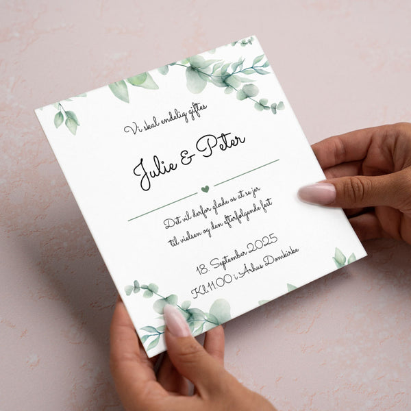 Indbydelse til bryllup - Design 1