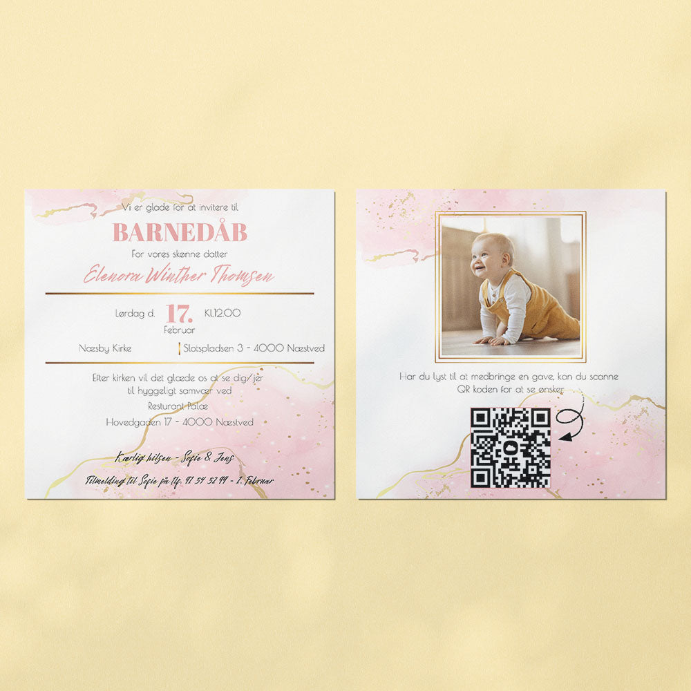 Indbydelse til barnedåb - Design 6