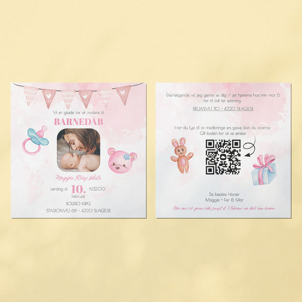 Indbydelse til barnedåb - Design 2