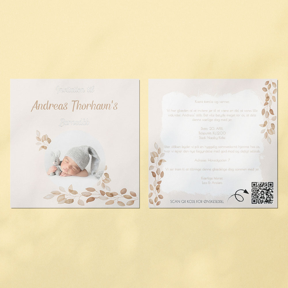 Indbydelse til barnedåb - Design 4