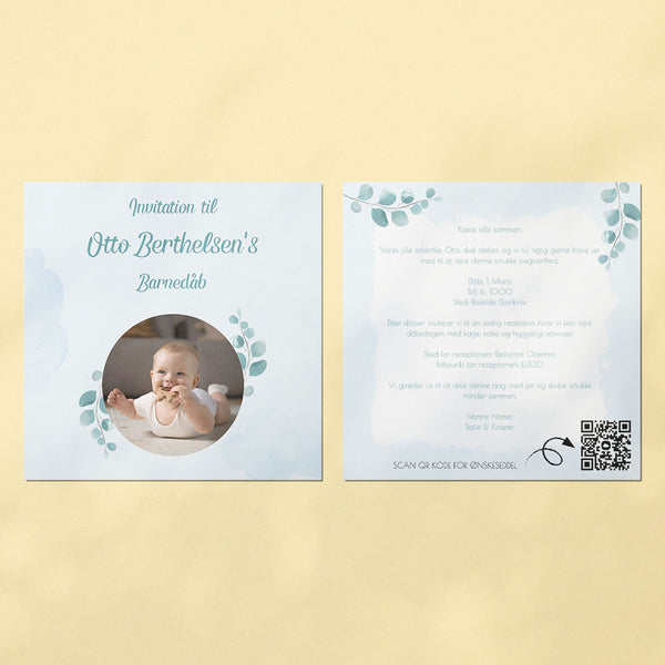 Indbydelse til barnedåb - Design 3