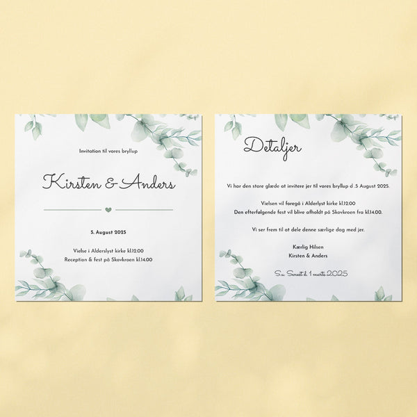 Indbydelse til bryllup - Design 1