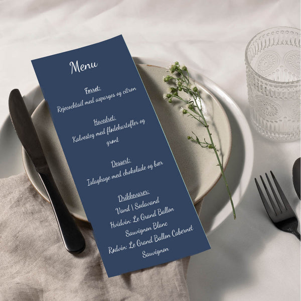 Menukort til konfirmation - Design 1
