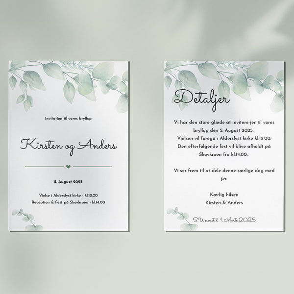 Indbydelse til bryllup - Design 1