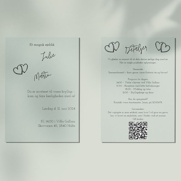 Indbydelse til bryllup - Design 2