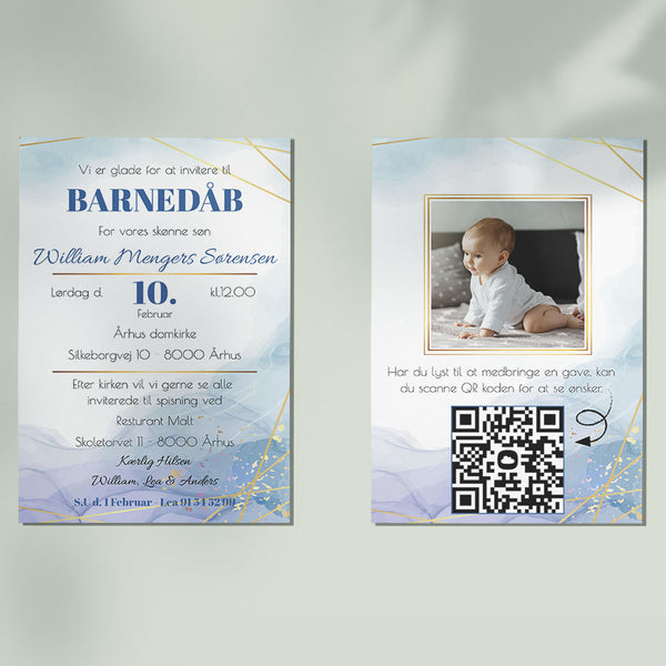 Indbydelse til barnedåb - Design 7
