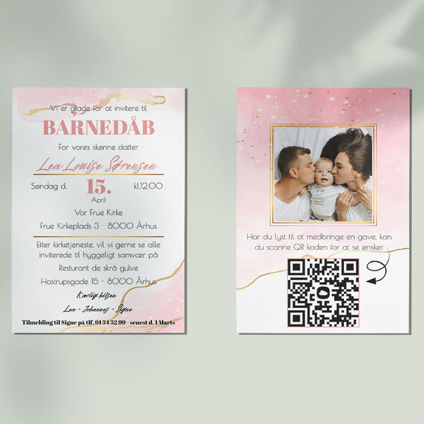 Indbydelse til barnedåb - Design 6