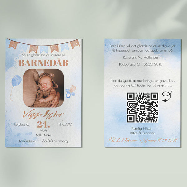 Indbydelse til barnedåb - Design 1